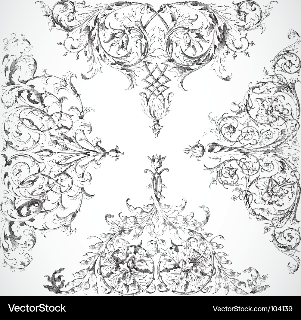 Intricate Floral Swirls Vector Image