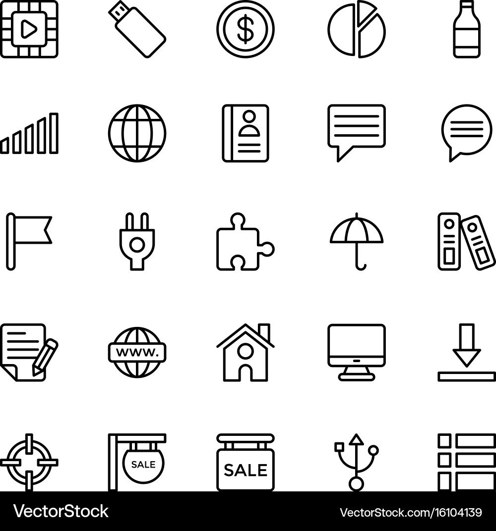 Mobile & Web UI Line Icons vector image