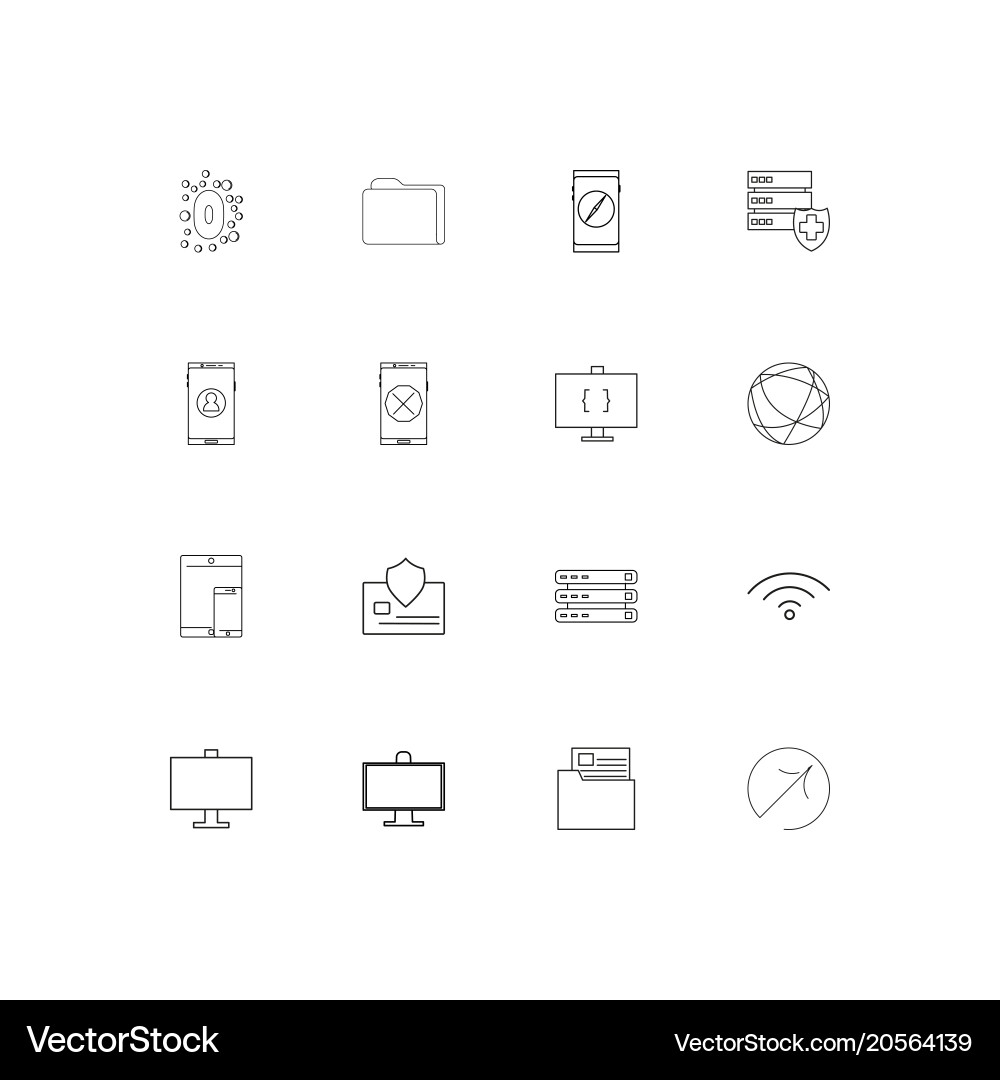 Network and database simple linear icons set vector image