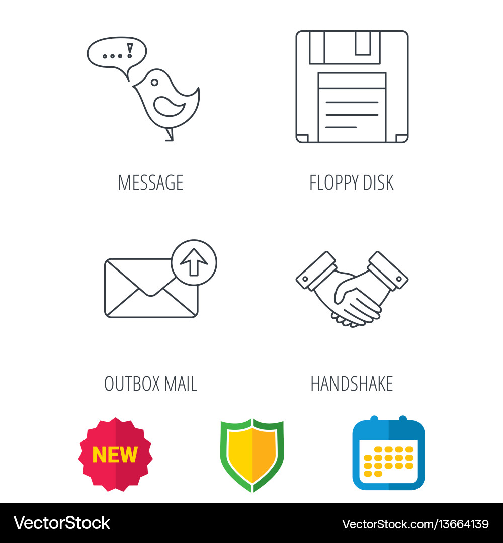 Outbox mail message and handshake icons Outbox mail message and handshake icons Vector Image