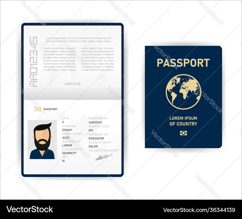 Realistic template open passport Realistic template open passport vector image