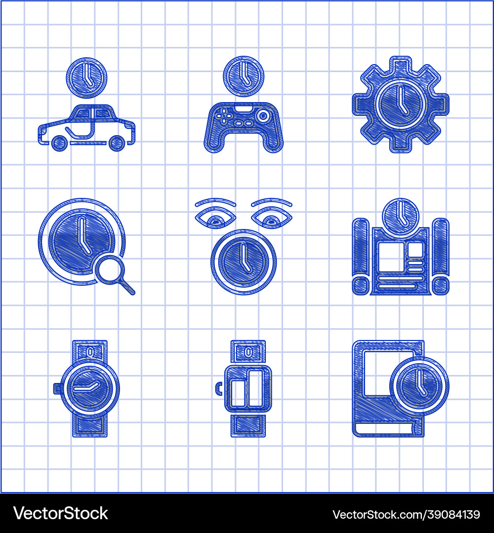 Set clock smartwatch time for book project Vector Image
