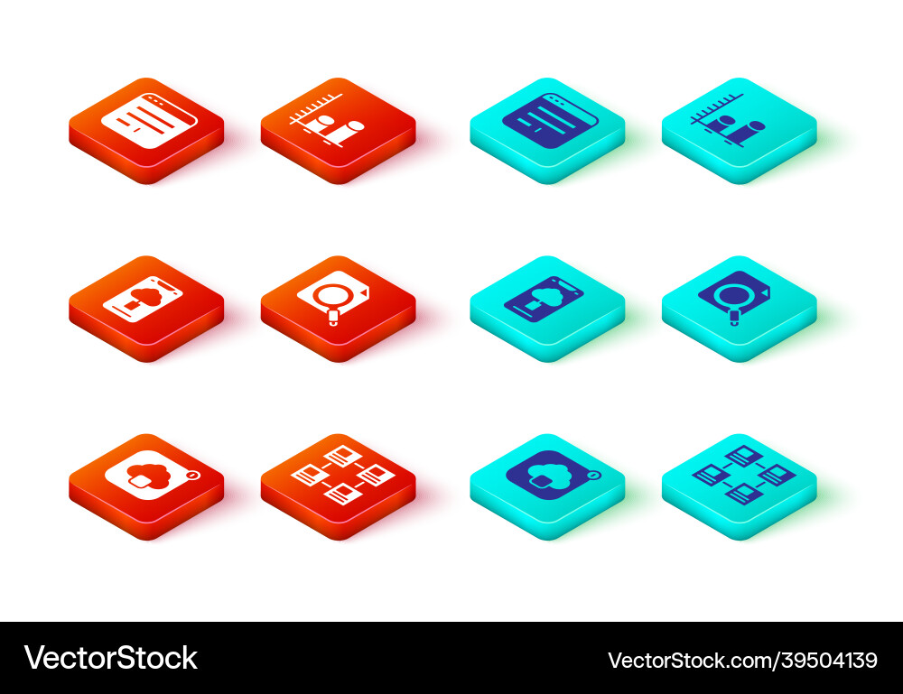 Set cloud technology data transfer hierarchy Set cloud technology data transfer hierarchy vector image