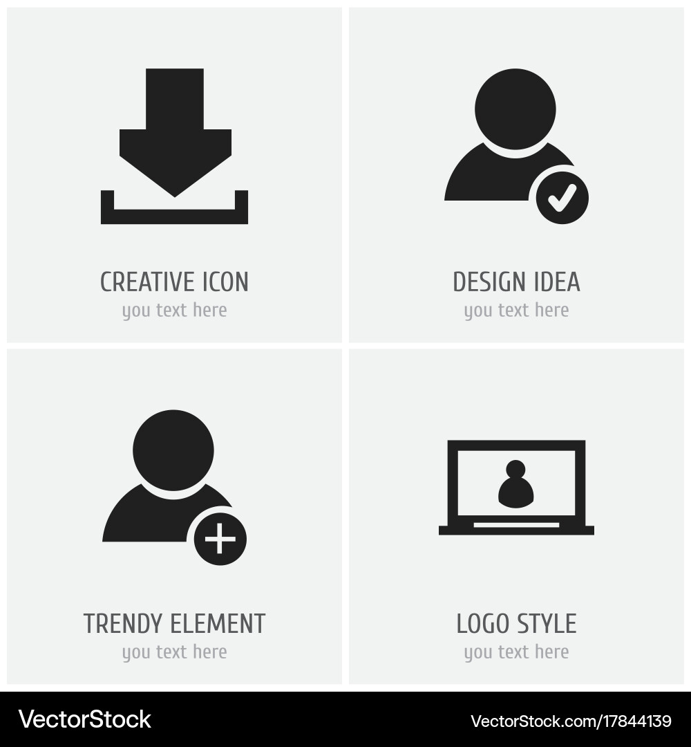 Set of 4 editable web icons includes symbols vector image