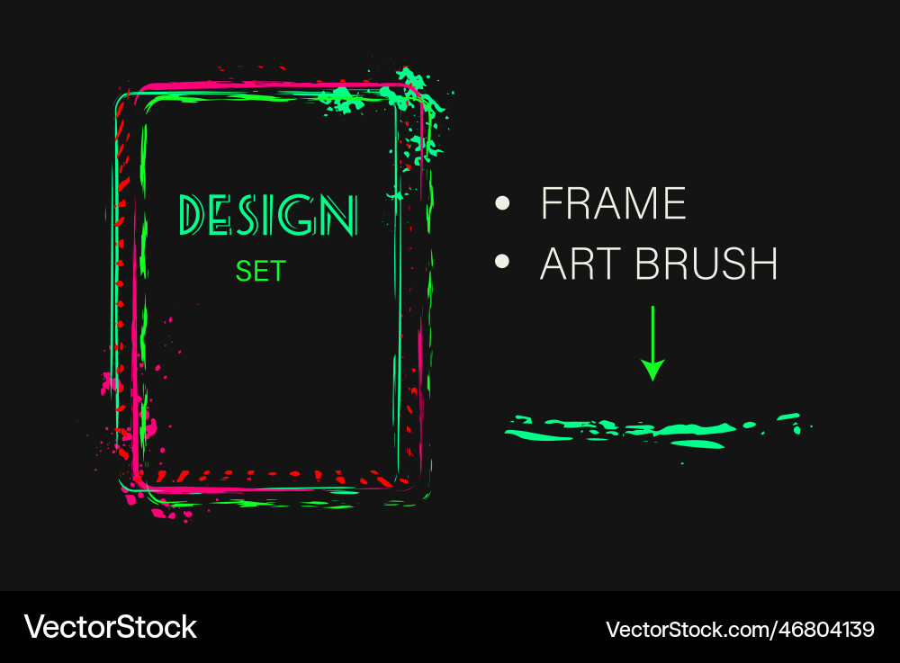 Set of design elements rectangular frame art brush Set of design elements rectangular frame art brush Vector Image