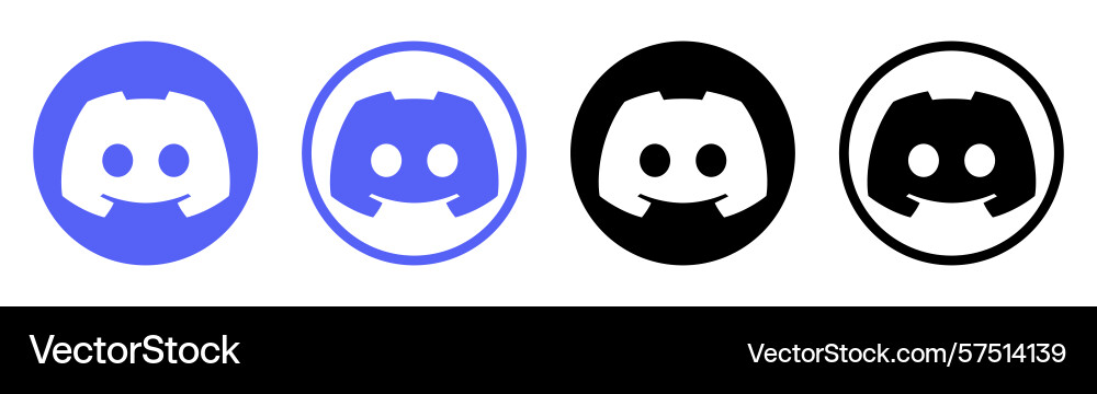 Set of round discord mobile app icons isolated Set of round discord mobile app icons isolated vector image