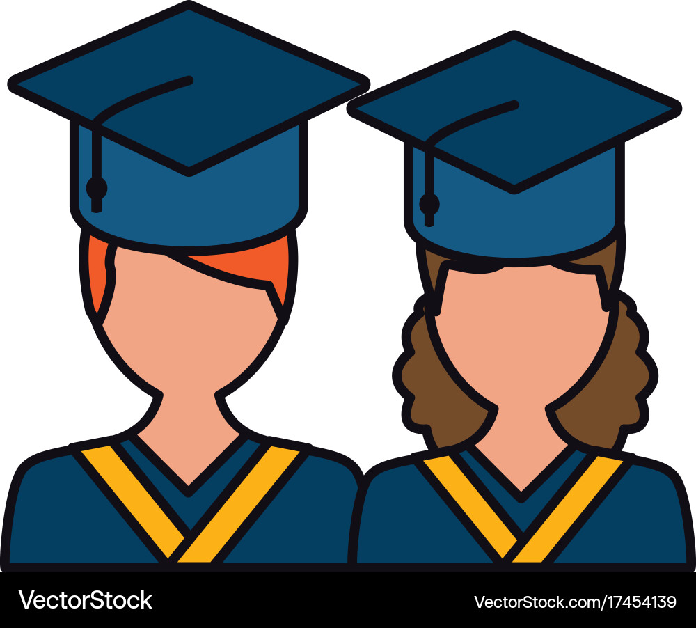 Students in graduation Royalty Free Vector Image