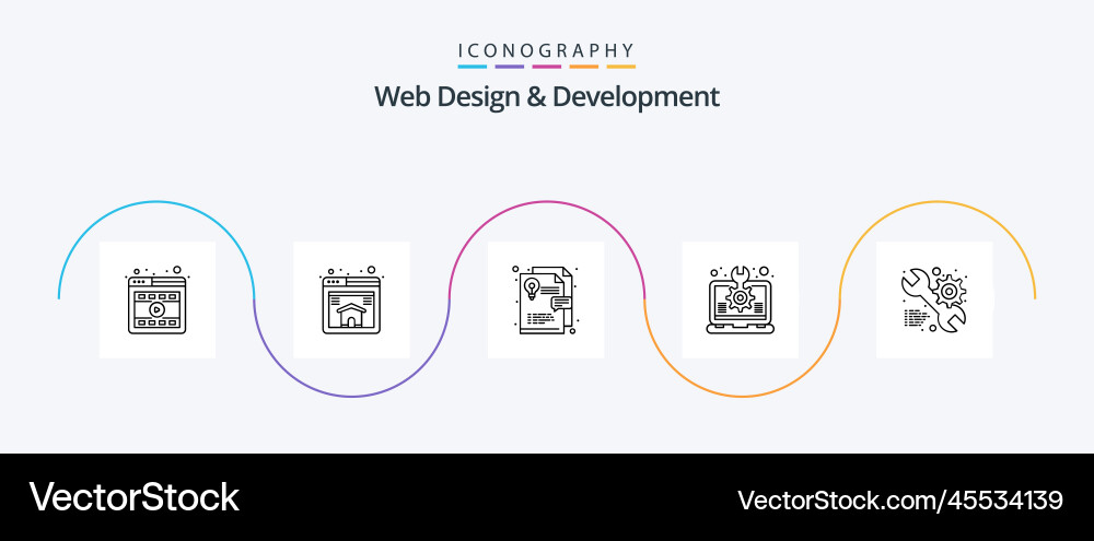 Web design and development line 5 icon pack vector image