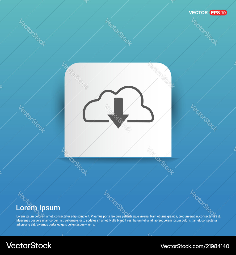 Cloud download icon - blue sticker button Cloud download icon - blue sticker button Vector Image