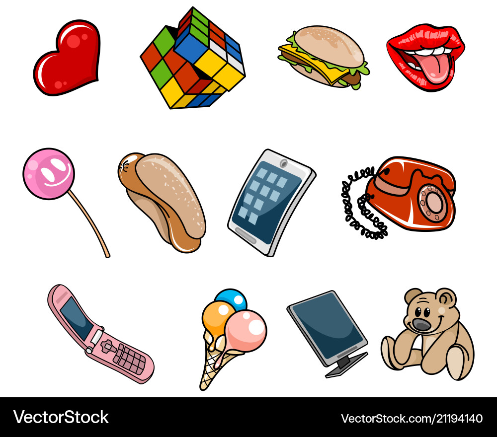 Collection of Objects on White Background vector image