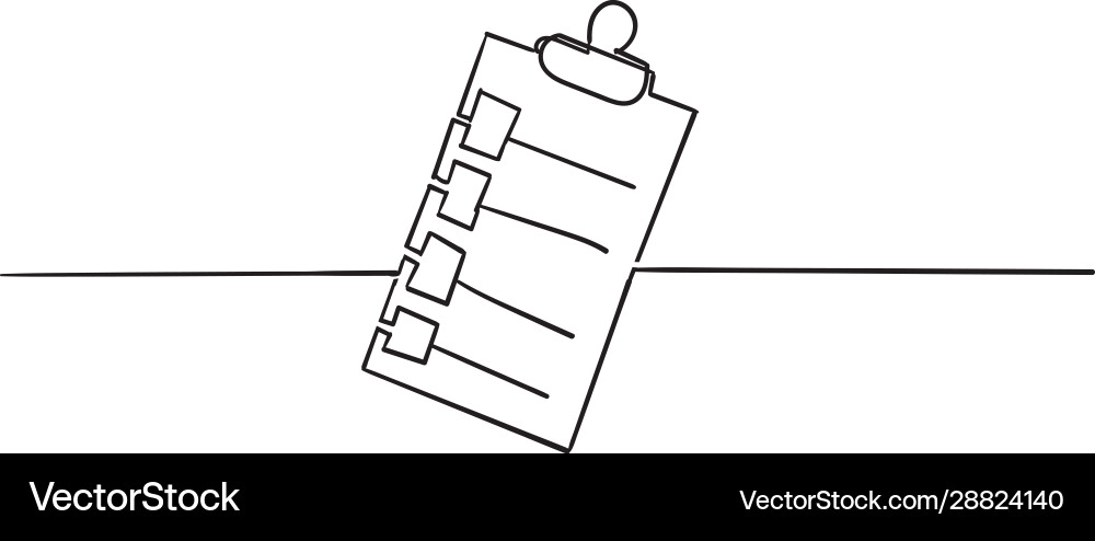 Continuous line clipboard icon design template Continuous line clipboard icon design template vector image