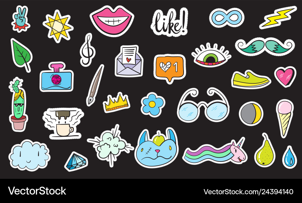 Cute Patch Set - Modern & Fun Vector Image