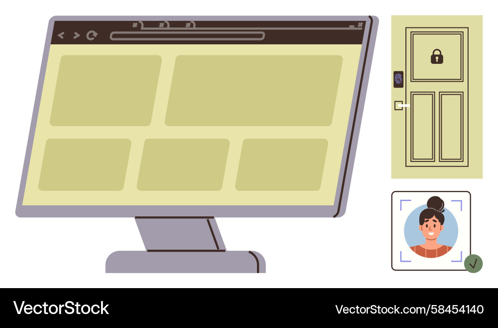 Cybersecurity: Face Recognition & Access Control Vector Image