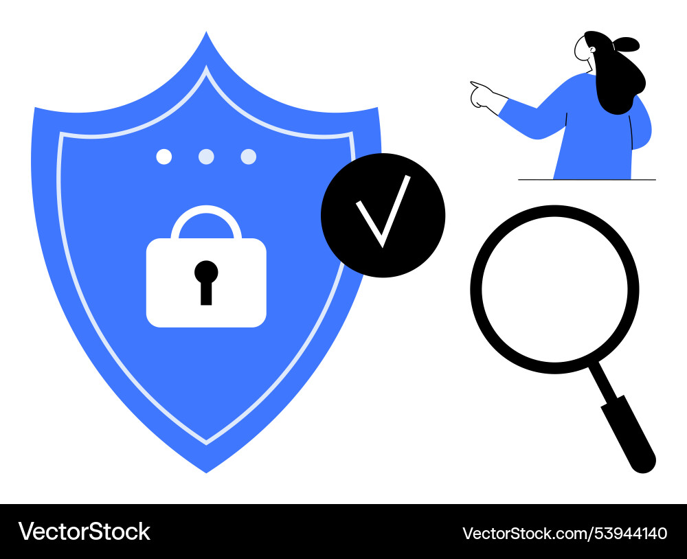 Digital security elements with shield lock Digital security elements with shield lock vector image