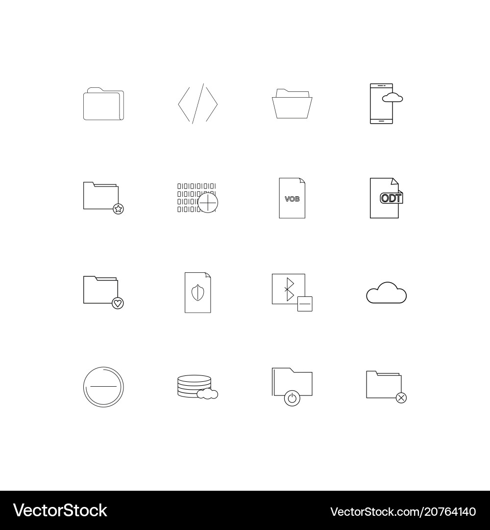 Files and folders sign linear thin icons set Vector Image