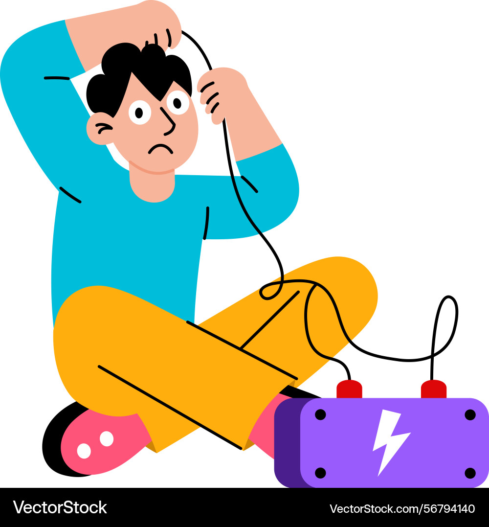 Flat style showing a character fixing Vector Image