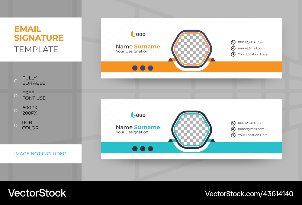 Geometric minimal email signature design set Geometric minimal email signature design set vector image