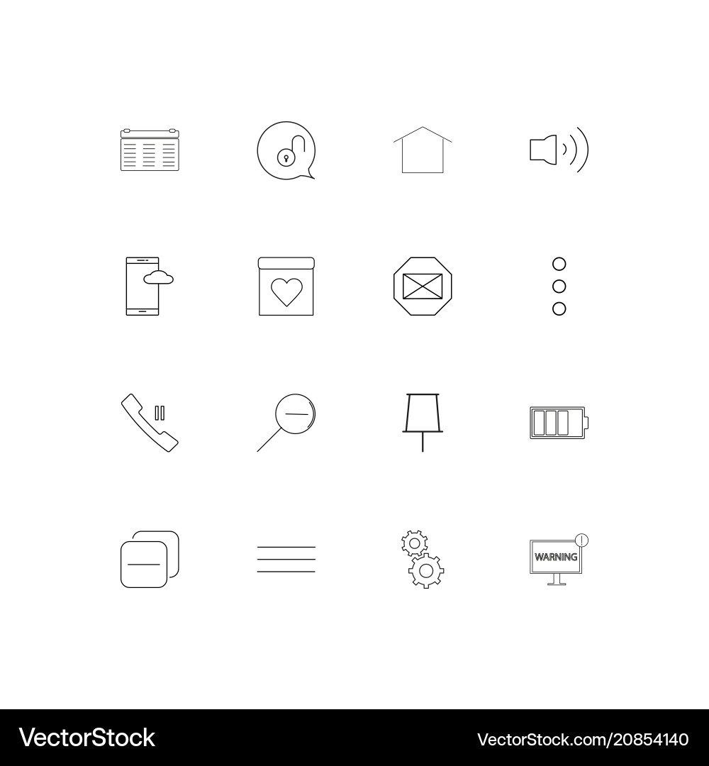 Interface linear thin icons set outlined simple vector image