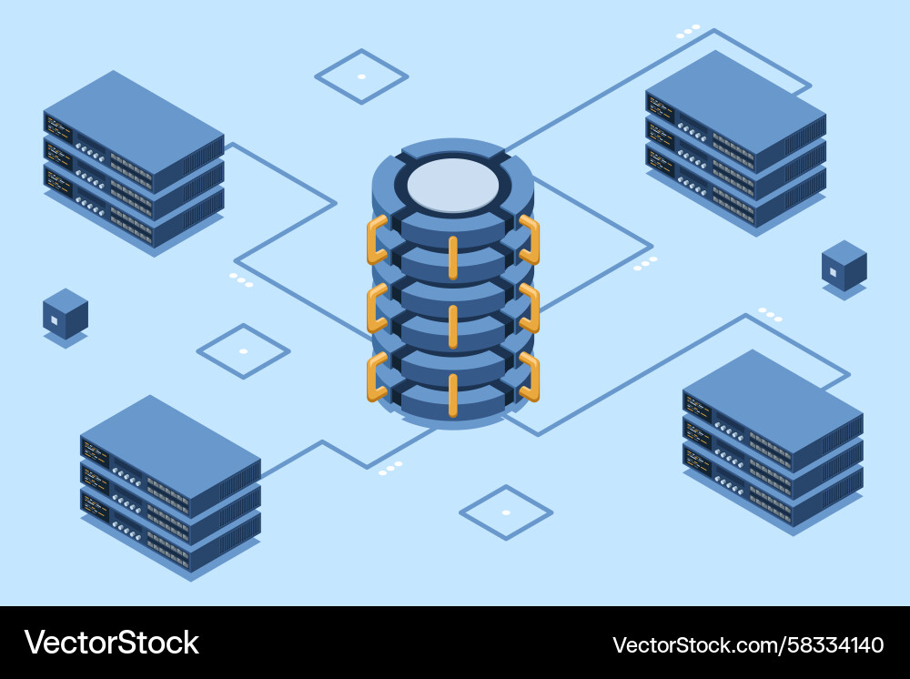 Isometric Cloud Database Network Vector Image