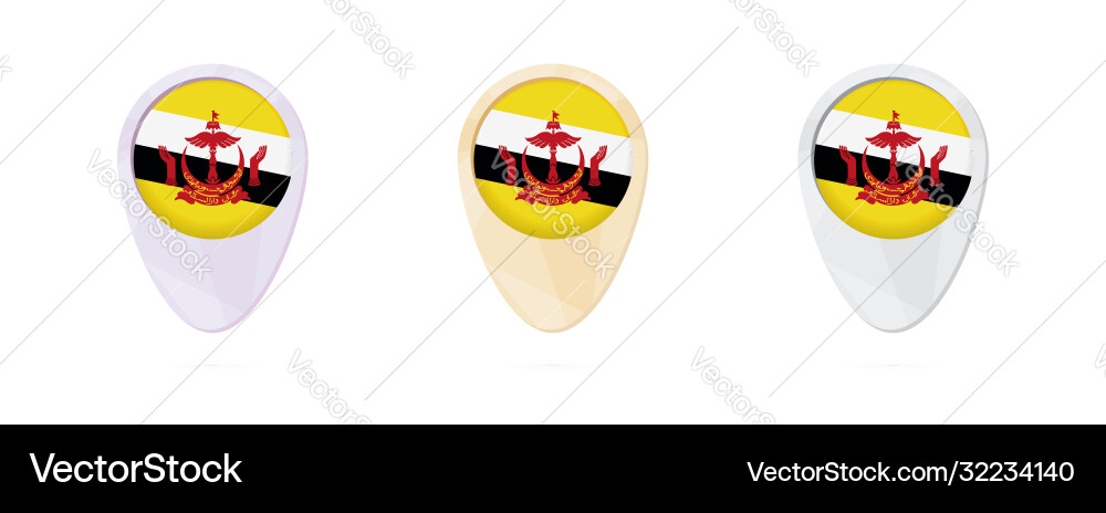 Map markers with flag brunei 3 color versions Map markers with flag brunei 3 color versions Vector Image