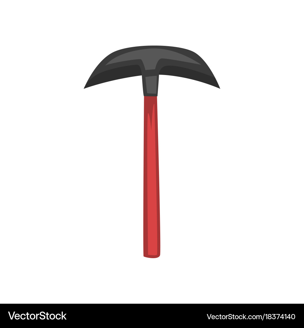 Pickaxe with red handle for coal mining Vector Image