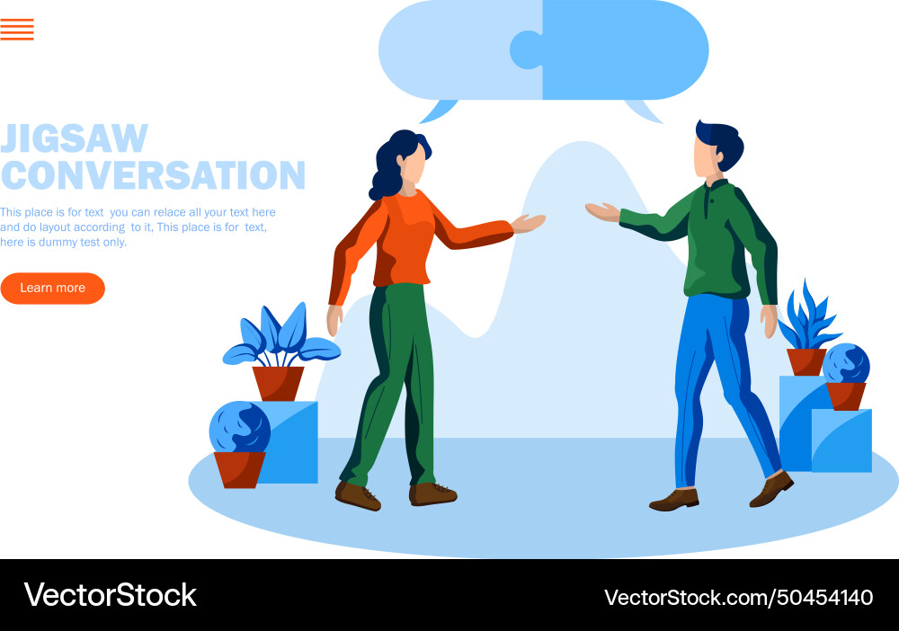 Problem solving with jigsaw and two people vector image