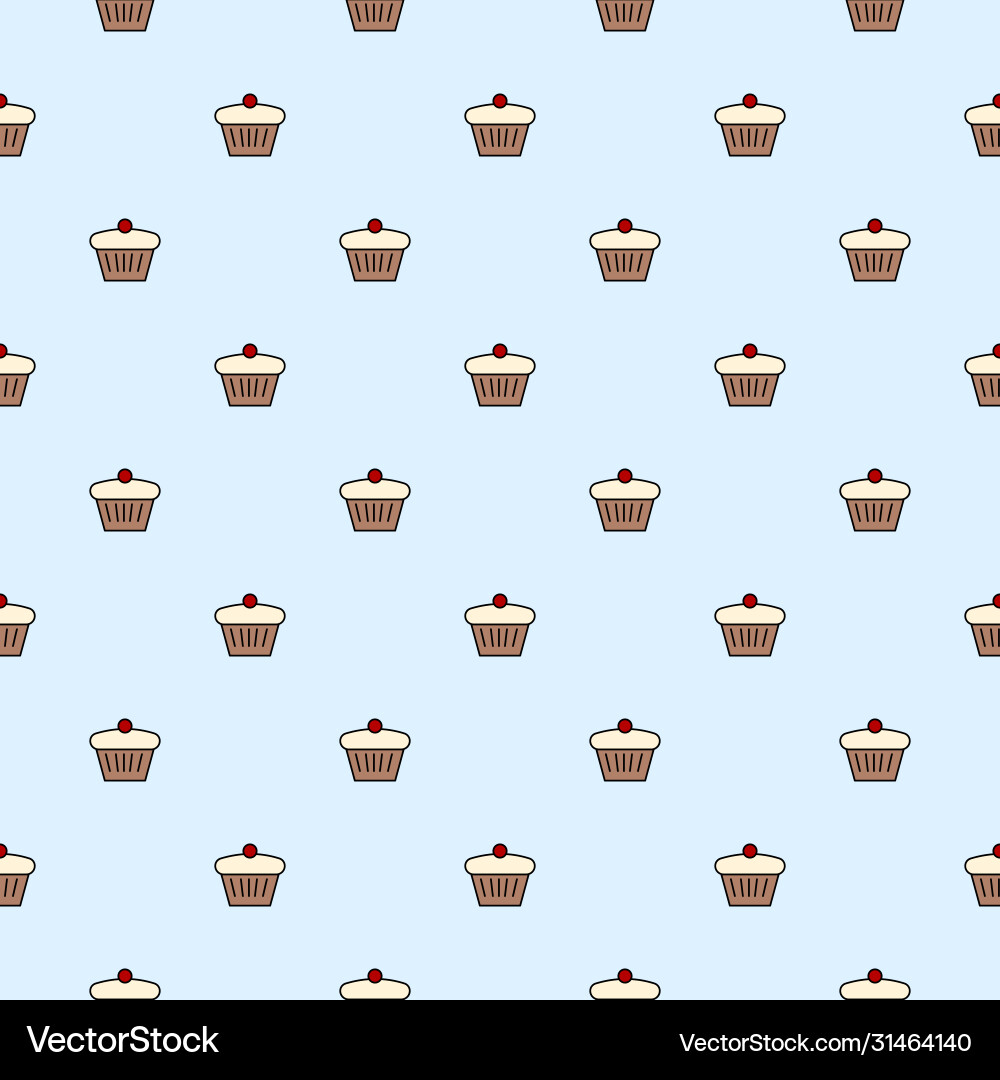 Seamless pattern with simple cupcake icons Seamless pattern with simple cupcake icons Vector Image