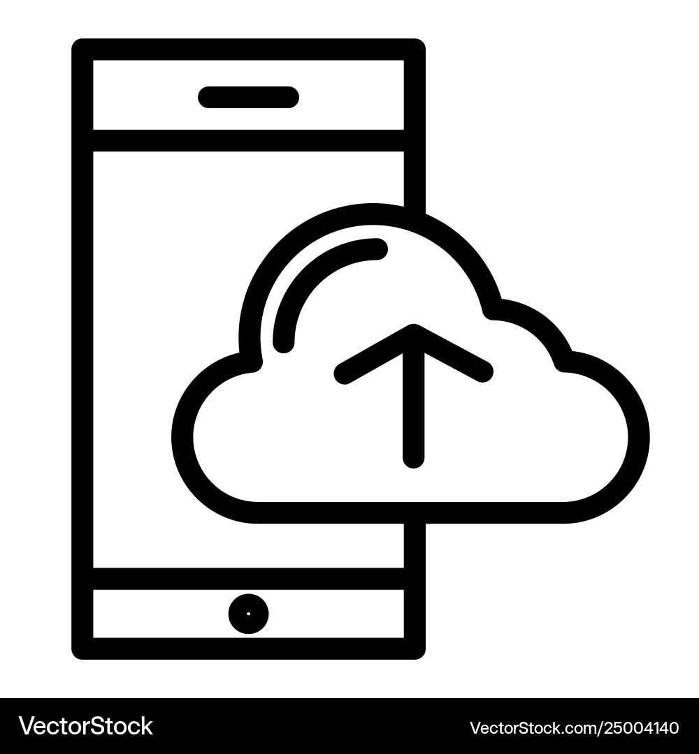 Smartphone and cloud computing line icon Smartphone and cloud computing line icon vector image