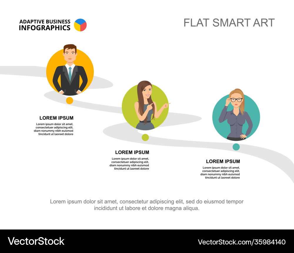 Three elements process chart template vector image