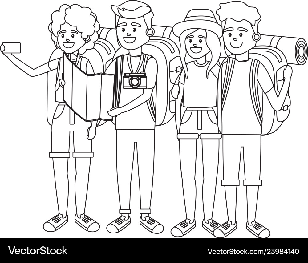 Touristische Menschen Karikatur Touristische Menschen Karikatur Vektorbild