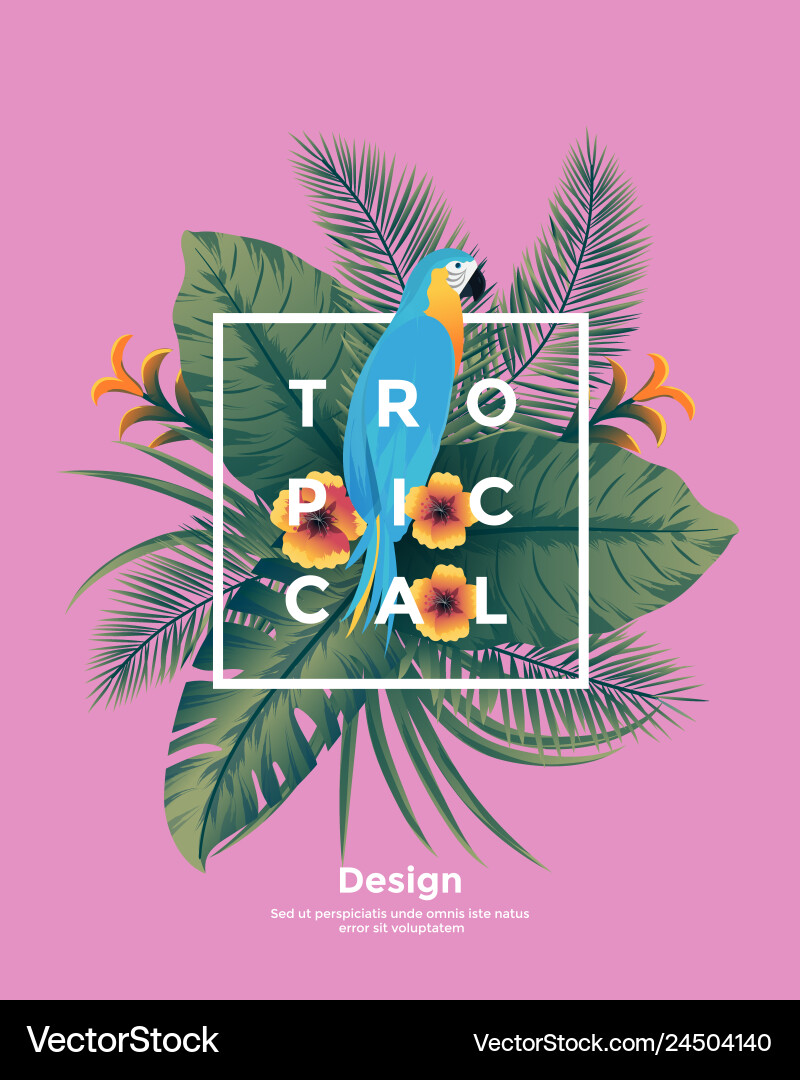 Tropical background with frame Royalty Free Vector Image