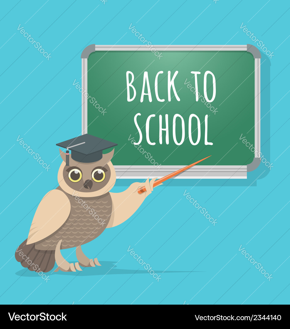 Wise Owl with Blackboard Pointer vector image