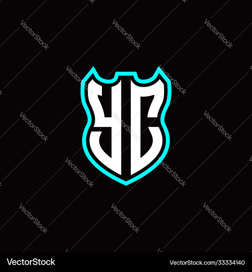 Y c initial logo design with shield shape Y c initial logo design with shield shape Vector Image