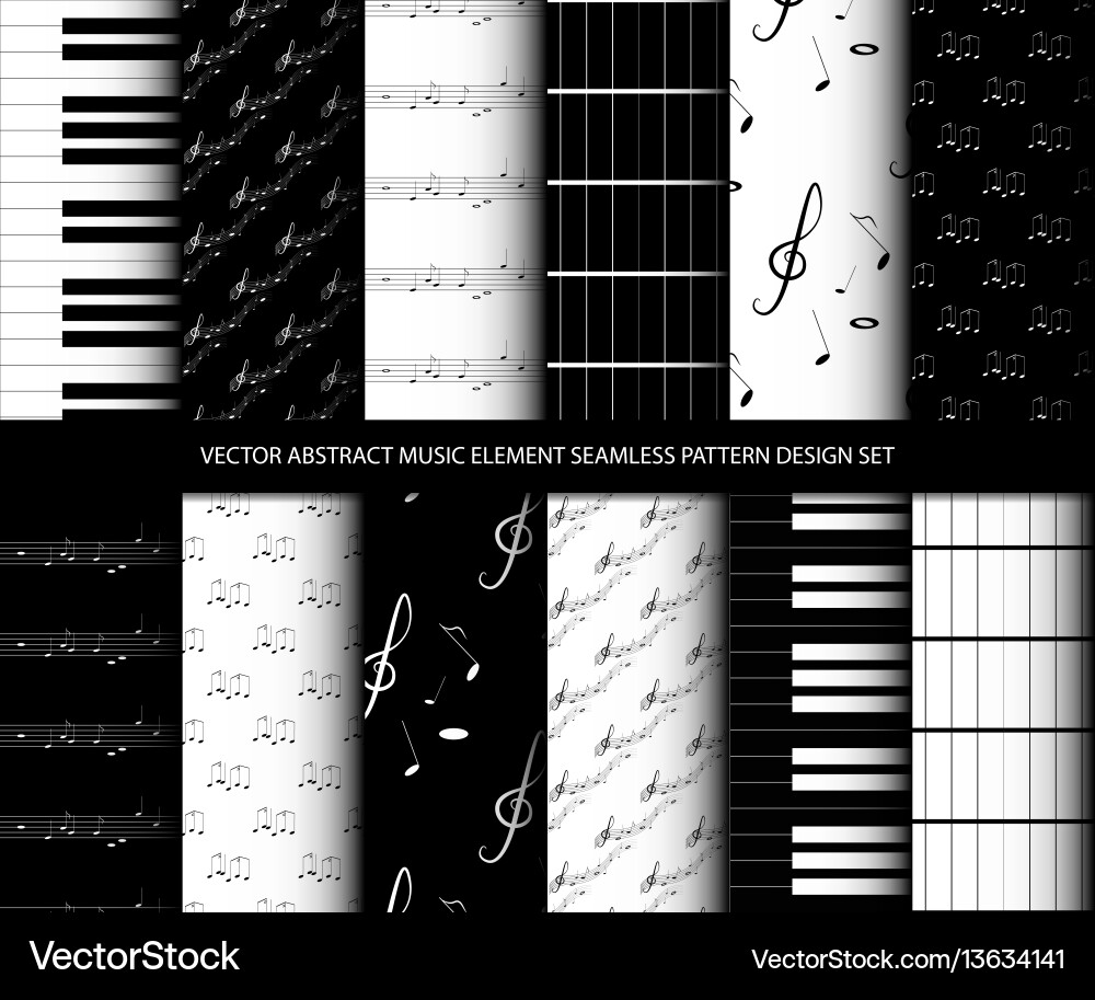 Abstract Music Pattern Seamless Set Vector Image