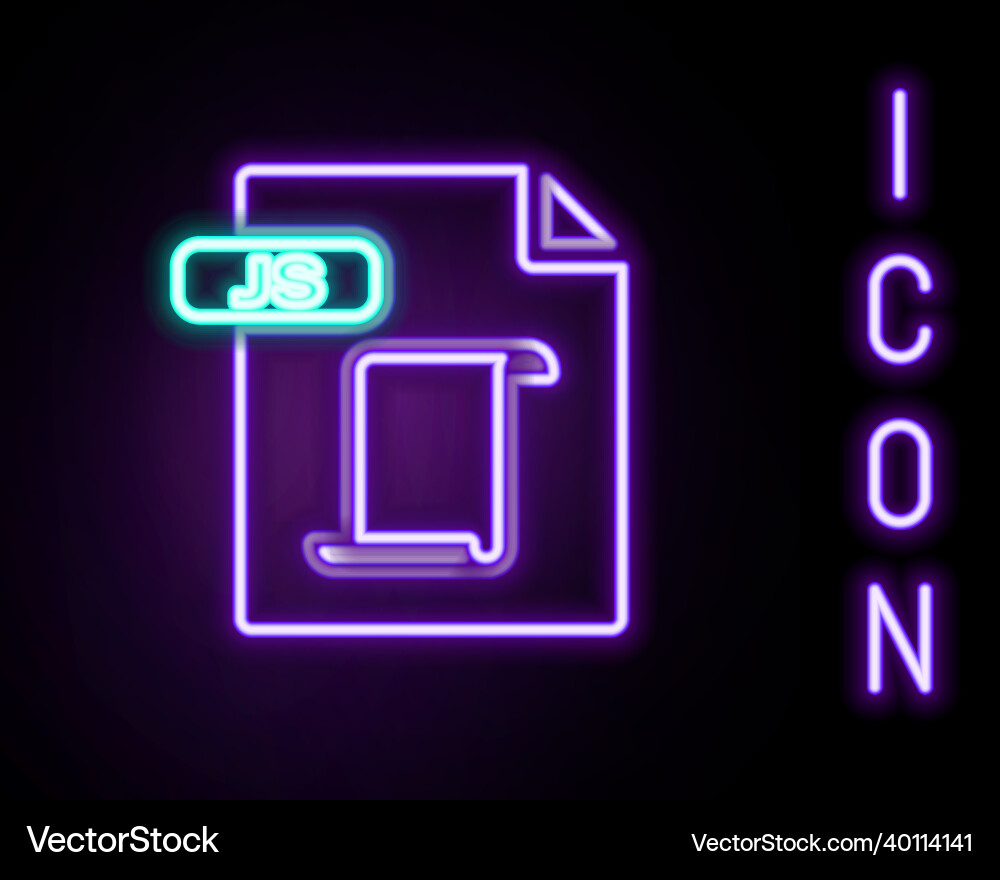 Glowing neon line js file document download Glowing neon line js file document download vector image