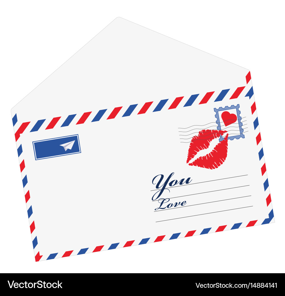 Heart in the envelope mail open with vector image