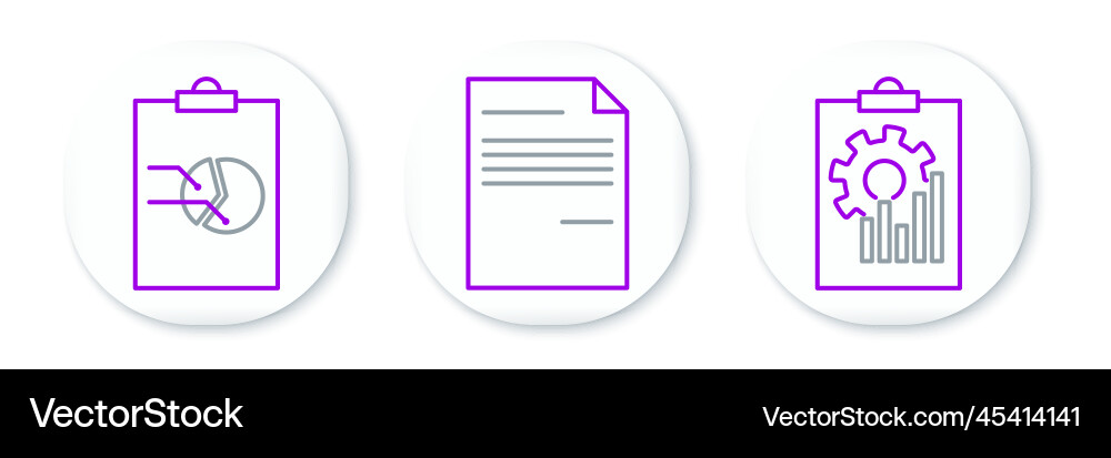 Set line clipboard with graph chart and document Set line clipboard with graph chart and document vector image