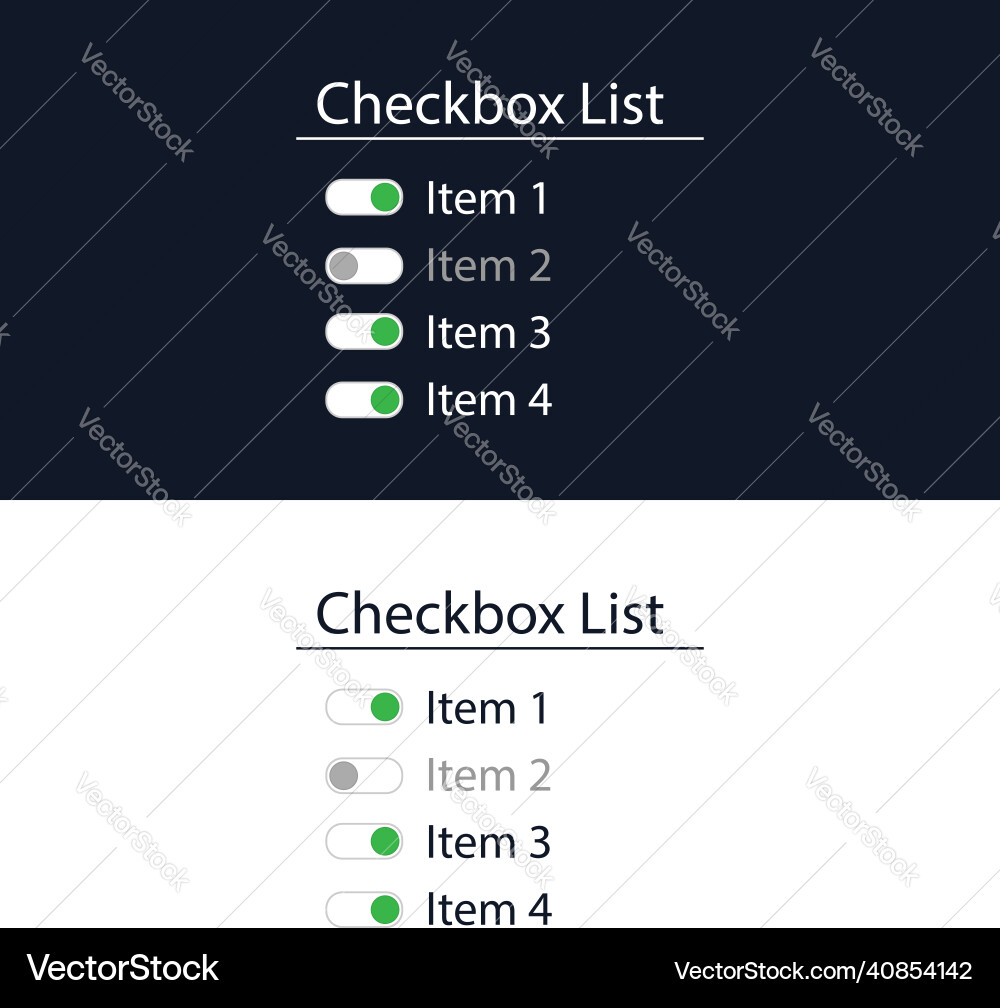 A checkbox form with switches for the website A checkbox form with switches for the website Vector Image