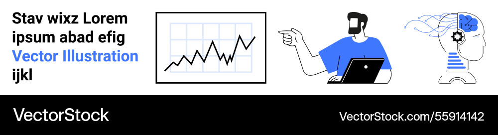 Analysis technology and ai concepts with graph Analysis technology and ai concepts with graph Vector Image