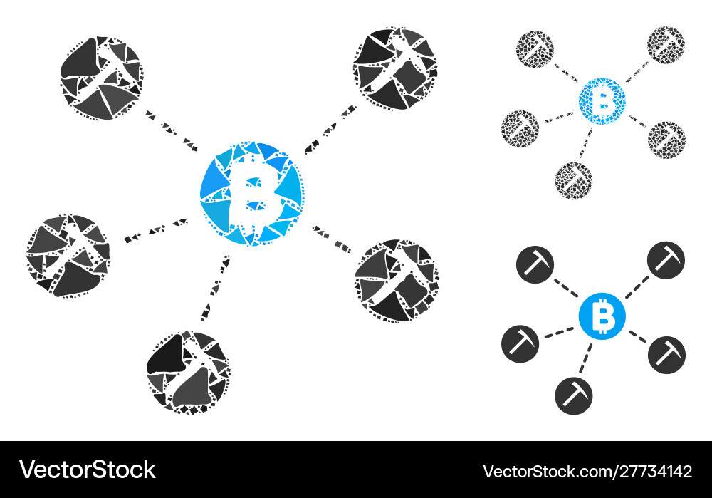 Bitcoin mining pool composition icon irregular Bitcoin mining pool composition icon irregular vector image
