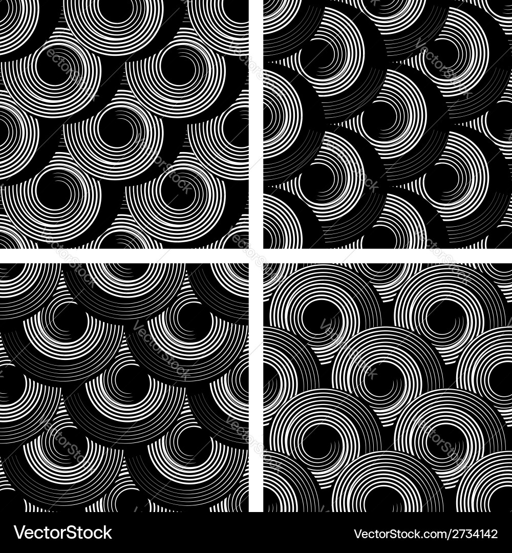 Circular Spiral Pattern Set vector image