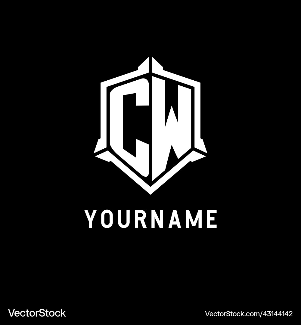 Cw logo initial with shield shape design style Cw logo initial with shield shape design style Vector Image