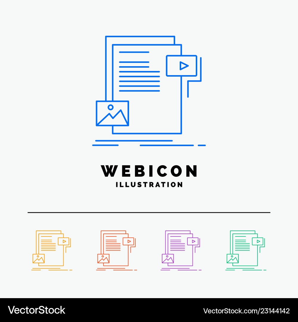 Data document file media website 5 color line web Data document file media website 5 color line web vector image