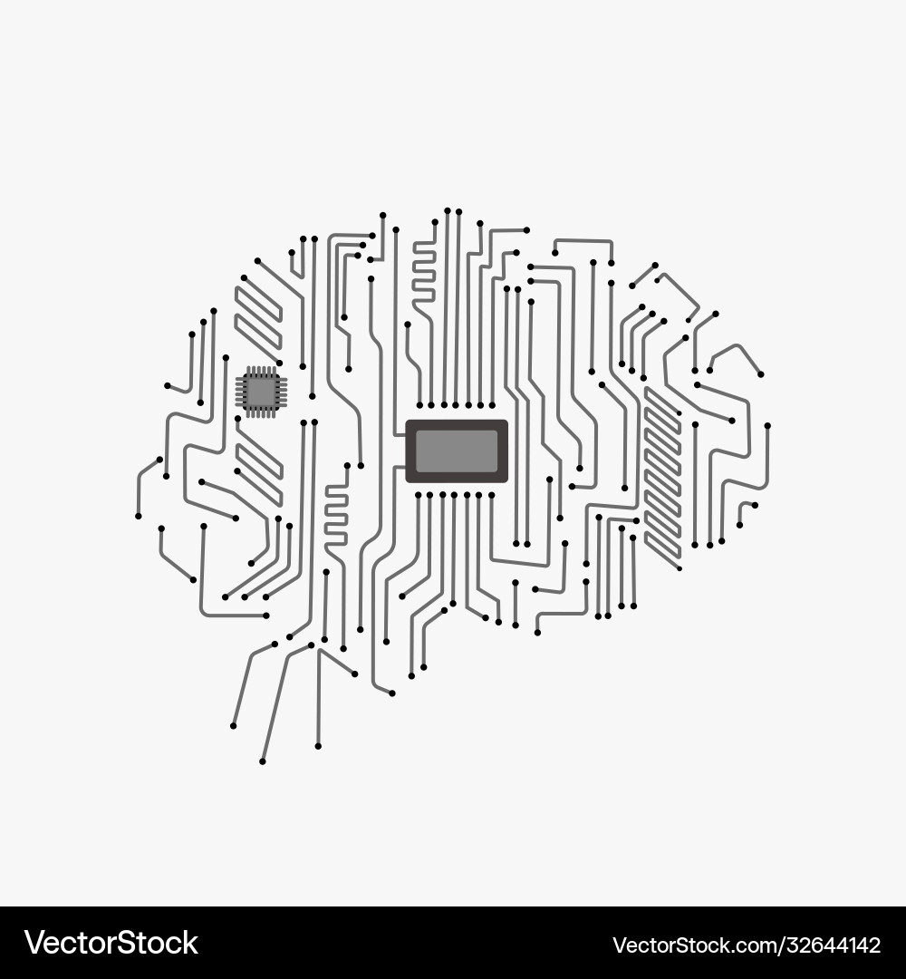 Digital human brain with computer circuit board Digital human brain with computer circuit board vector image