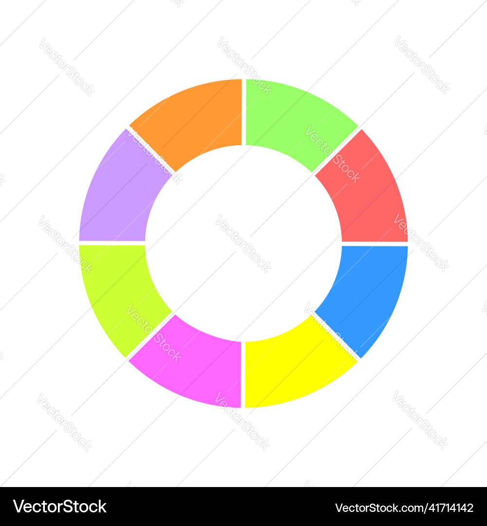 Donut chart colorful round diagram segmented in 8 Vector Image