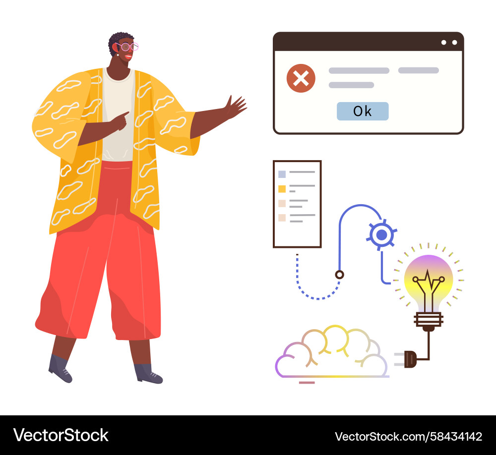Error Notification & Idea Presentation Vector Image