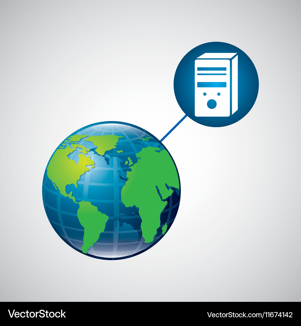 Globe world cpu connection service Vector Image