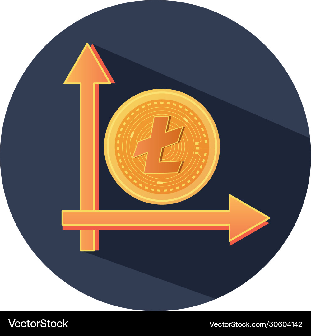 Graphic bar chart with litecoin cryptocoin block Graphic bar chart with litecoin cryptocoin block vector image