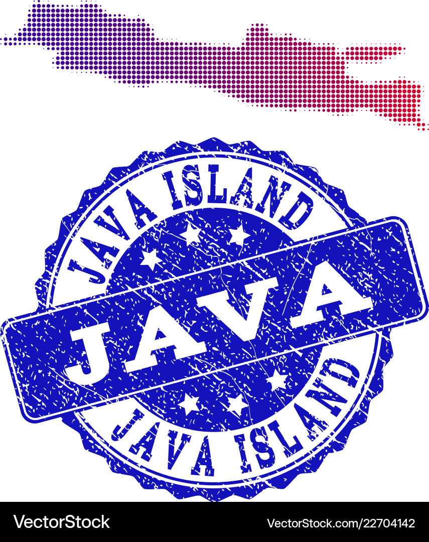 Halftone gradient map of java island and grunge Halftone gradient map of java island and grunge vector image