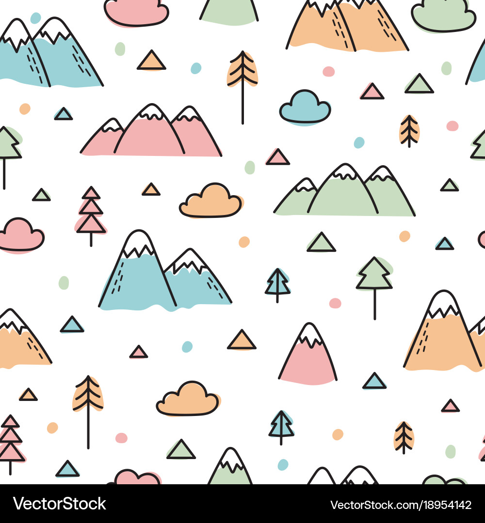 Hand drawn seamless pattern with trees Vector Image